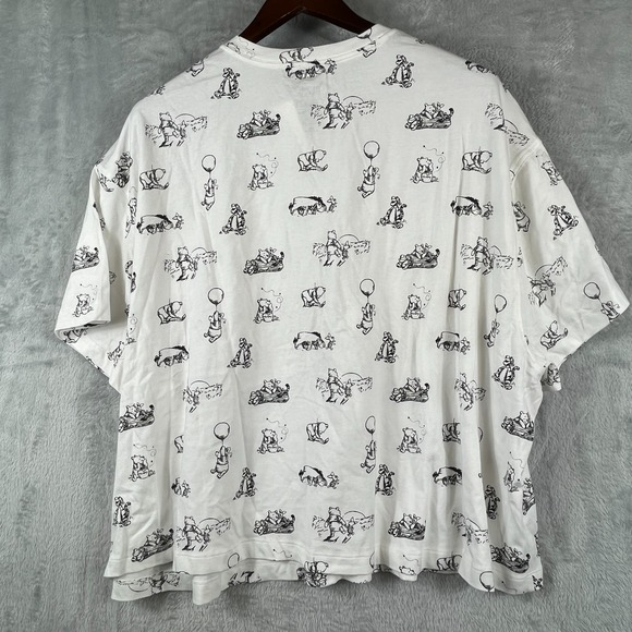Disney Winnie The Pooh Womens 2XL Sleep Shirt Black White Print Pajama Night Top - Picture 5 of 6